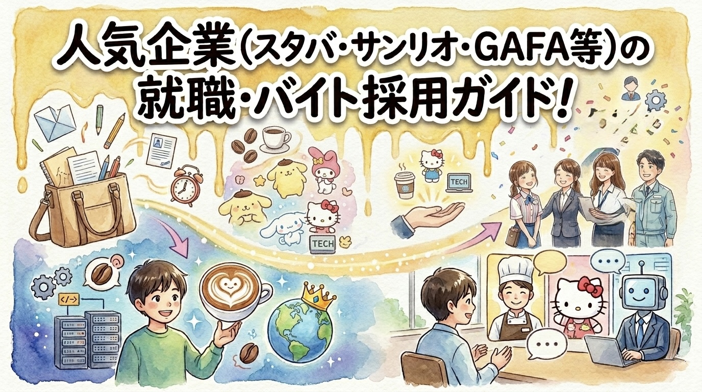 人気企業(スタバ・サンリオ・GAFA等)の就職・バイト採用ガイド！